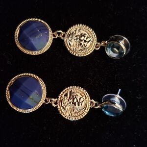 Elegant Gold and Blue Dangle Earrings